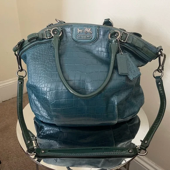 Coach Madison Embossed Croc Sophia Satchel - Picture 2 of 14